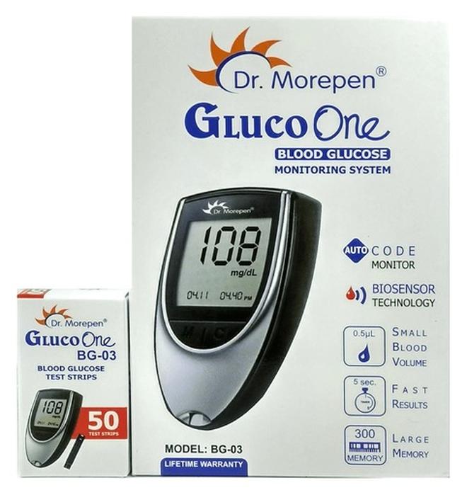 Dr. Morepen BG-03 Gluco One Glucometer Combo, 50 Strips - Image 2